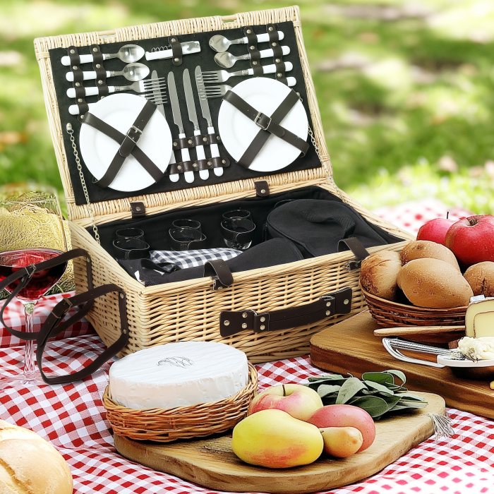  Cos de Picnic pentru 4 Persoane cu Zona Frigorifica si Accesorii 54x34x20 cm [2]