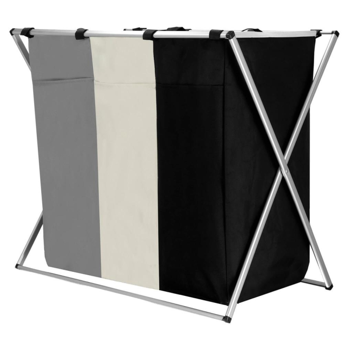 Cos de rufe cu 3 compartimente, cadru aluminiu, 60x40x68cm, 146 litri [6]