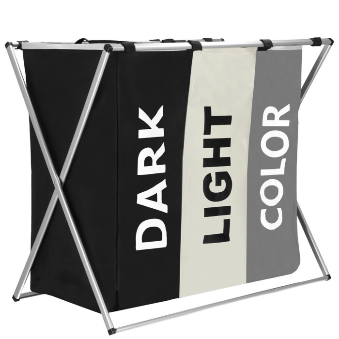 Cos de rufe cu 3 compartimente, cadru aluminiu, 60x40x68cm, 146 litri [1]