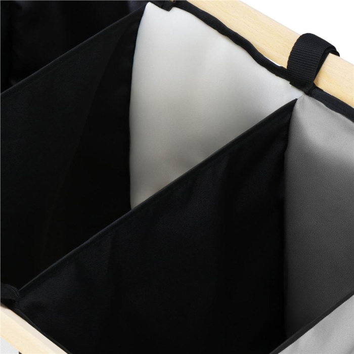 Cos de rufe cu 3 compartimente, cadru din lemn, 67x42x57 cm, 105 litri [9]