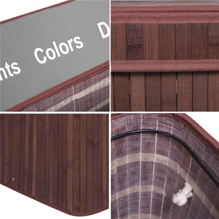 Cos de rufe cu capac si 3 compartimente, sac textil detasabil, 100 litri, 51x32x63 cm, maro [12]