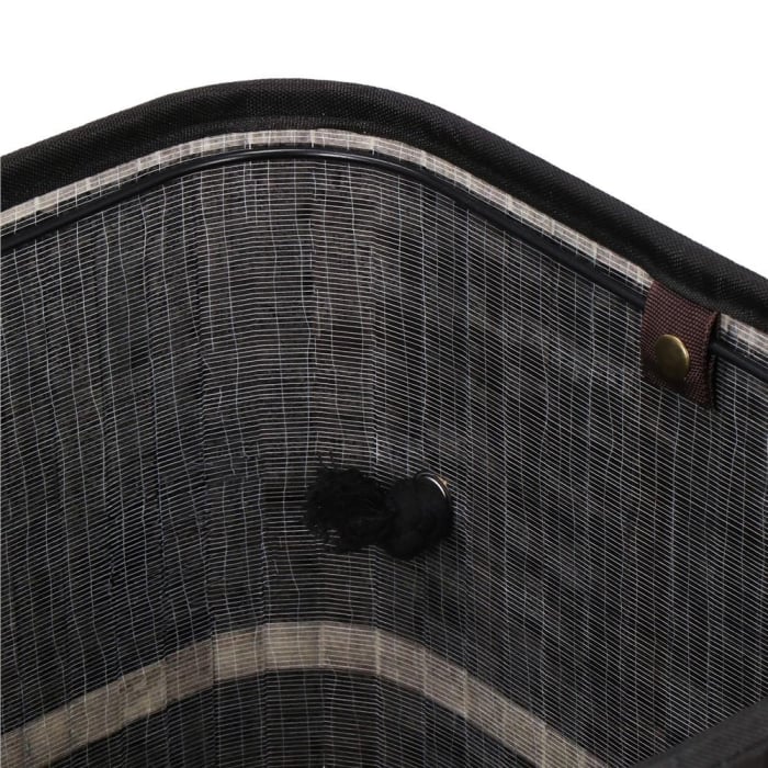 Cos de rufe din bambus cu capac, 2 compartimente, sac detasabil, volum 100L, 54x34x60cm, negru [16]