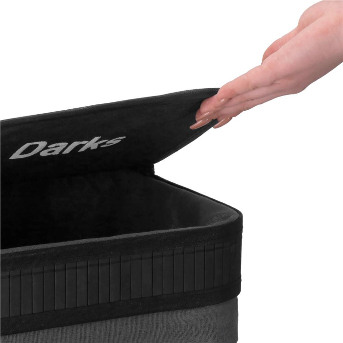 Cos de rufe din bambus cu capac, 2 compartimente, sac detasabil, volum 100L, 54x35x60cm, negru [14]