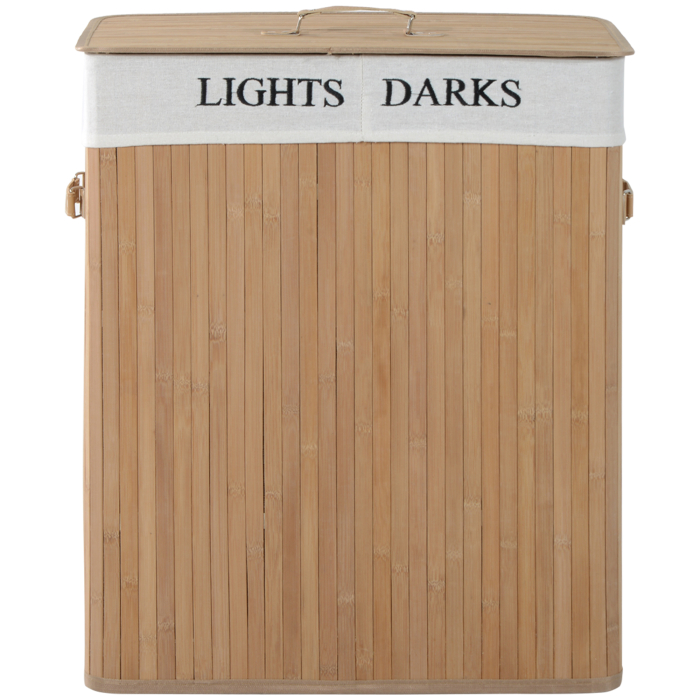  Cos de rufe din bambus cu capac si captuseala detasabila, natural, 52x32x63cm [4]