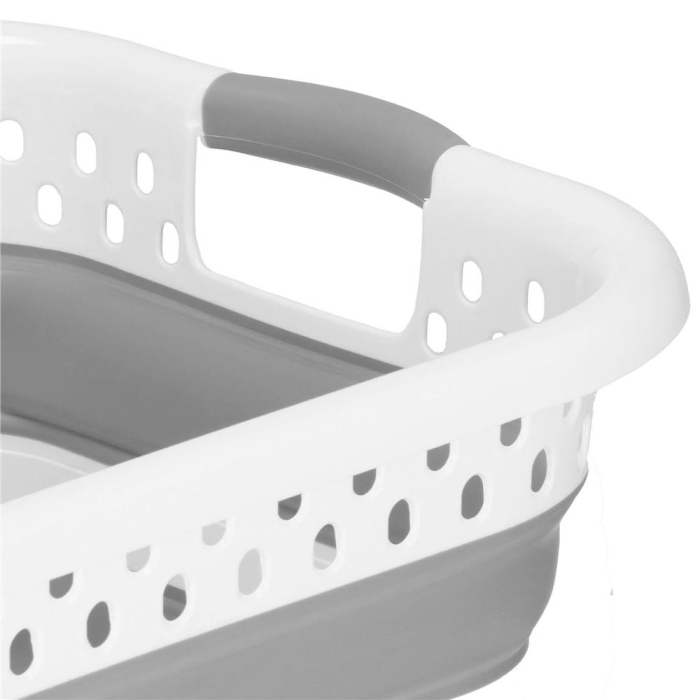 Cos de rufe pliabil tip lighean, cu manere, din plastic si silicon, 53x38x24cm, 24litri, gri [12]