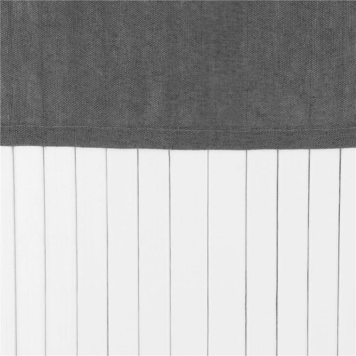 Cos rufe triunghiular colt bambus capac sac textil 60l, 55x35x60 cm, economisire spatiu, alb gri [15]