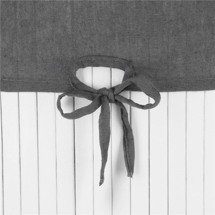 Cos rufe triunghiular colt bambus capac sac textil 60l, 55x35x60 cm, economisire spatiu, alb gri [16]