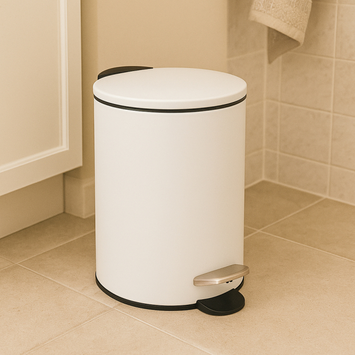 Cos gunoi 5Five Colors Cotton cu pedala si inchidere soft-close, otel, 3 L, 23x23x17 cm, alb [4]