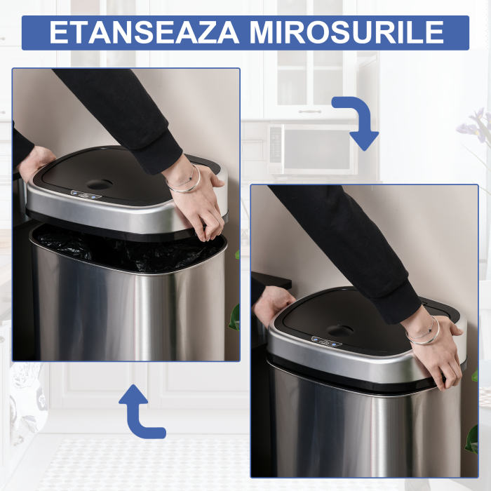  Cos Gunoi Inox - 58 L, Cu Senzor pentru Deschidere Automata [7]