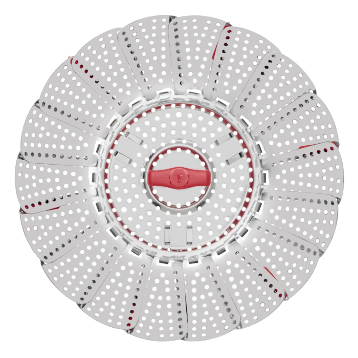 Cos pentru gatit la aburi Tefal Ingenio+ K1993034, inox, diametru reglabil, compatibilitate cu masina de spalat vase, argintiu & rosu [12]