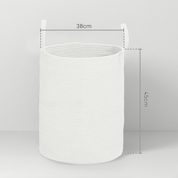  Cos pentru rufe de 36L, portabil si pliabil cu manere din bumbac natural, Ø38x45 cm, crem [3]