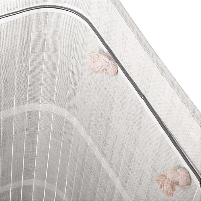 Cos pentru rufe din bambus, pliabil, cu 2 compartimente, volum 105 L, 63x52x33 cm, alb si gri inchis [18]