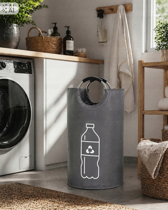 Cos pliabil pentru colectarea sticlelor si dozelor reciclabile SGR, capacitate 90 L, material Oxford rezistent, manere pentru transport, design compac [7]