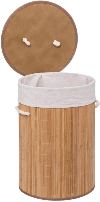 Cos rufe rotund 5Five Bambou cu capac, bambus, 48 litri, 35x50 cm, natur [2]