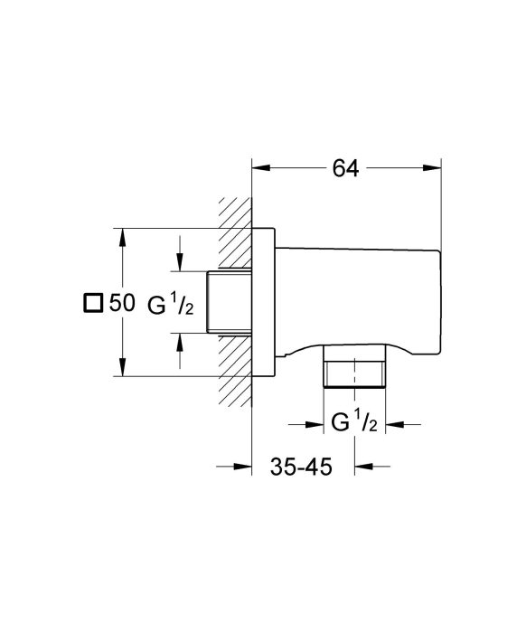 Cot iesire dus Grohe 27076DL0, Rainshower Cube, 1/2'' x 1/2'', mat, cupru [4]