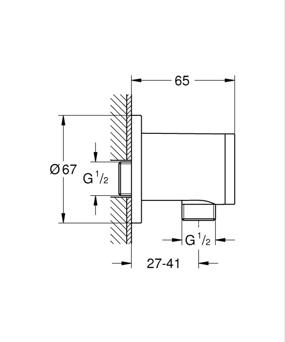 Cot iesire dus Grohe 286712431, 65 mm, 67 mm, 1/2 diametru filet iesire, 1/2 diametru filet alimentare, Negru [4]