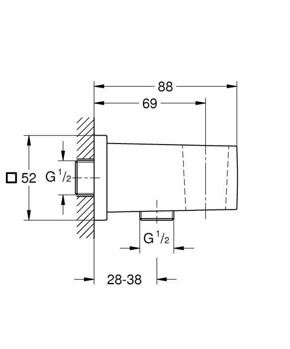 Cot iesire Grohe 26370DA0, Euphoria Cube, 1/2'' x 1/2'', suport para, lucios, cupru [4]