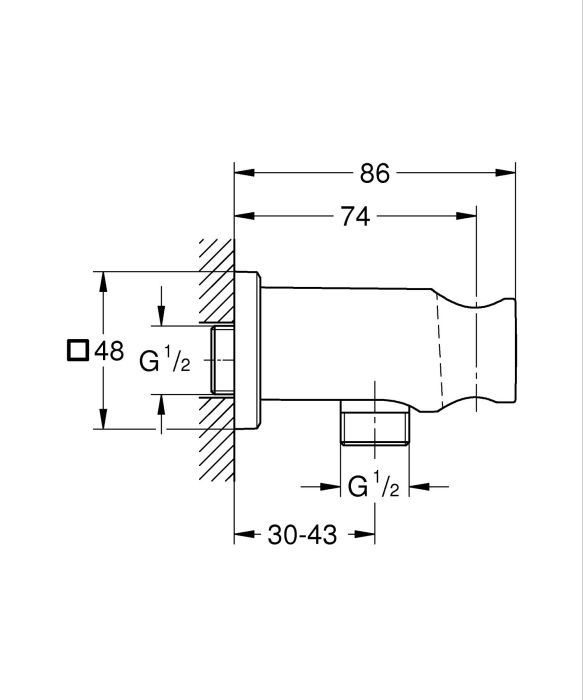 Cot iesire Grohe 26659DC0, Rainshower, 1/2'' x 1/2'', suport para, mat, otel satinat [4]