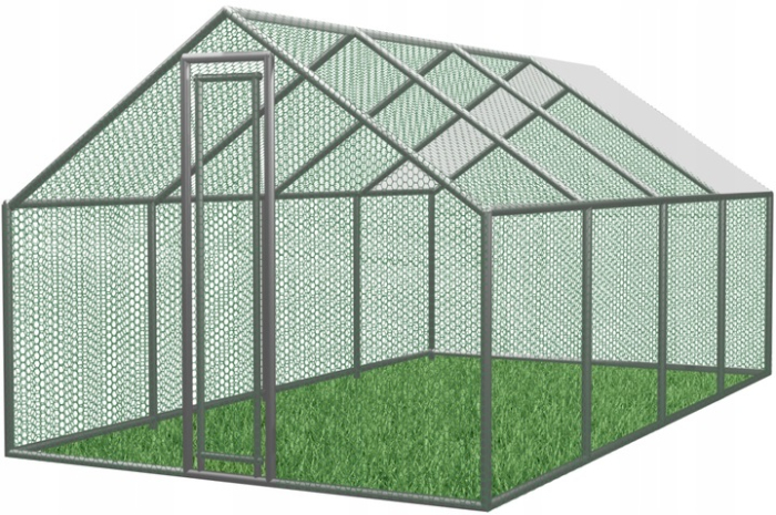 Cotet tarc pasari otel galvanizat cu plasa 4x2.5 cm, acoperis polipropilena, 4 arcade, 600x300x195 cm [5]