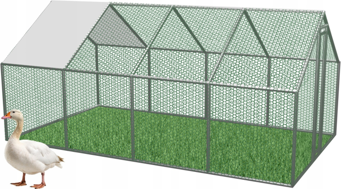 Cotet tarc pasari otel galvanizat cu plasa 4x2.5 cm, acoperis polipropilena, 4 arcade, 600x300x195 cm [7]