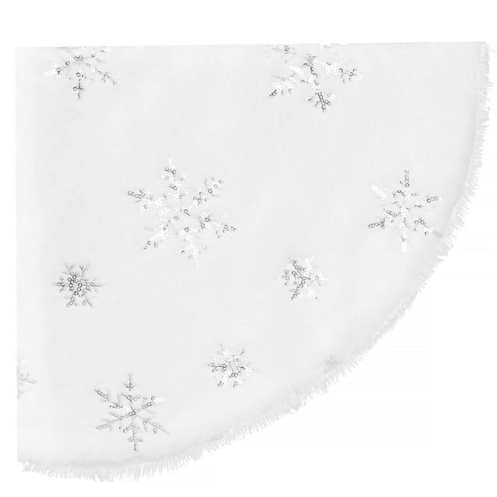 Covoras de pus sub bradul de Craciun, 90 cm, imitatie blana alba cu paiete argintii [4]