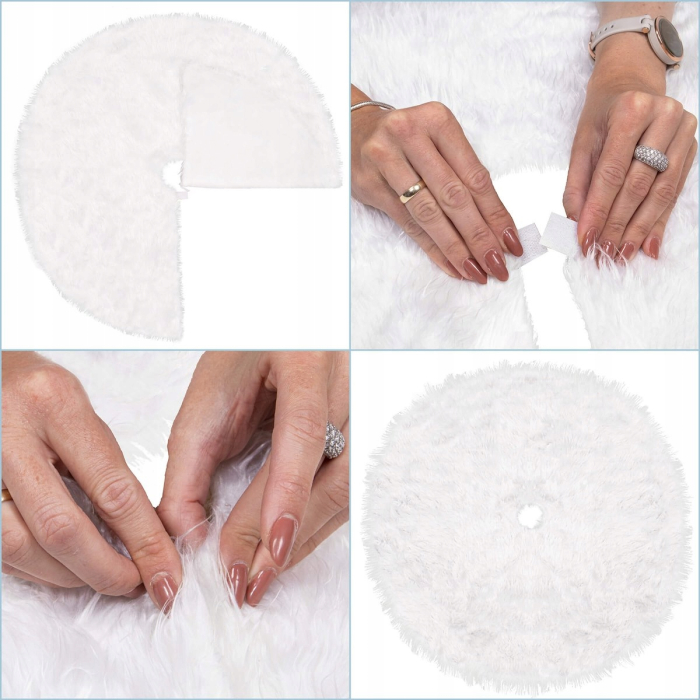 Covoras de pus sub bradul de Craciun, diametru 85 cm, imitatie blana alba [11]