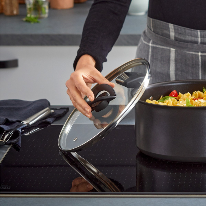 Cratita cu capac Tefal Excellence+ G3307153, 26 cm, invelis antiaderent, tehnologie FUSIONCORE, Thermo-Signal™, manere nituite, aluminiu, inductie,  [3]