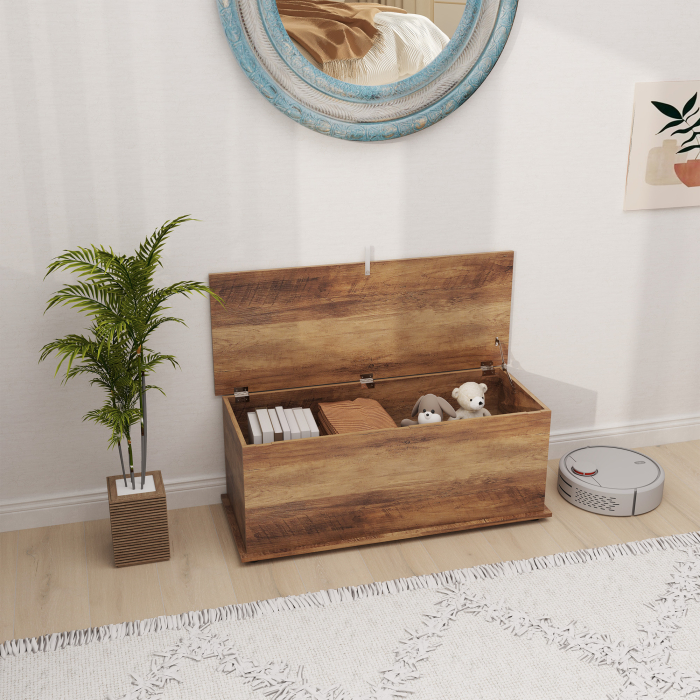 , Cufar de Depozitare, cu Spatiu de Depozitare, Panou din particule, 100 x 40 x 40 cm, Maro Efect Lemn [2]
