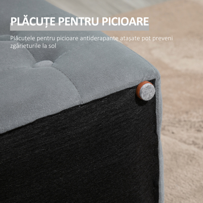  Cufar Depozitare Multifunctional - Cu 2 Pouf Catifea Gri [5]