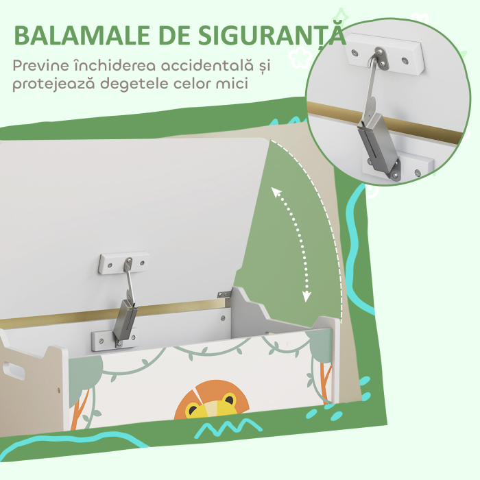  Cufar Portagiochi cu Capac pentru Copii 60x37x39 cm, Verde [5]
