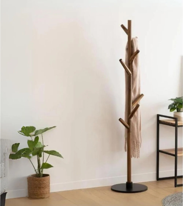 Cuier Atmosphera Wild cu 7 agatatori, lemn si MDF, 39x39x178 cm, maro [3]