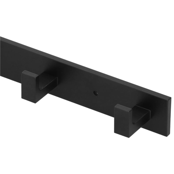 Cuier de baie pentru prosoape cu 2 sisteme instalare, aluminiu, 5 agatatori, 45x4cm, negru [9]