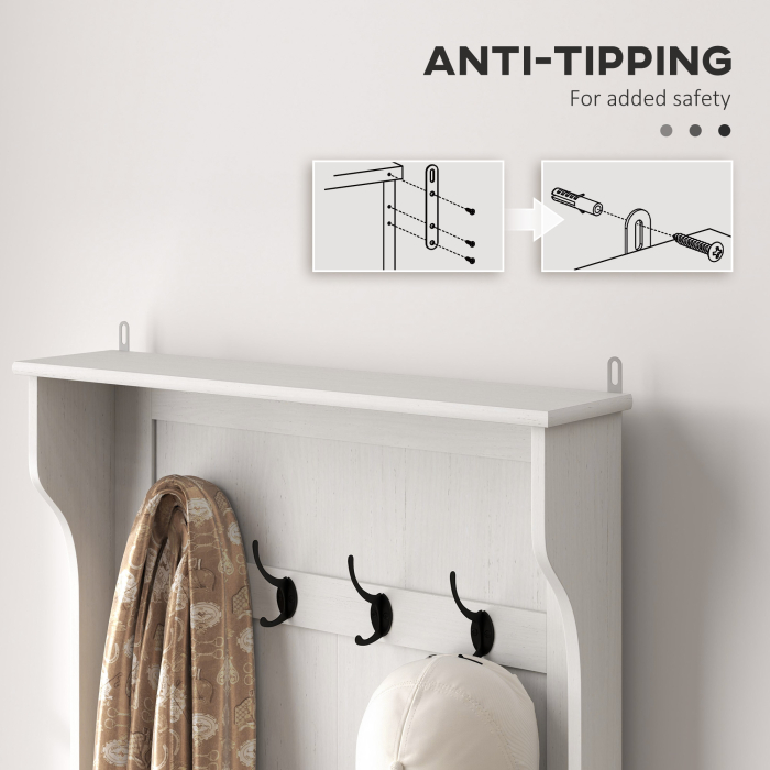  Cuier de Intrare 3 in 1 cu 4 Carlige, Etajera pentru Pantofi si Banca Depozitare, 71,5x39,5x170 cm, Maro [7]