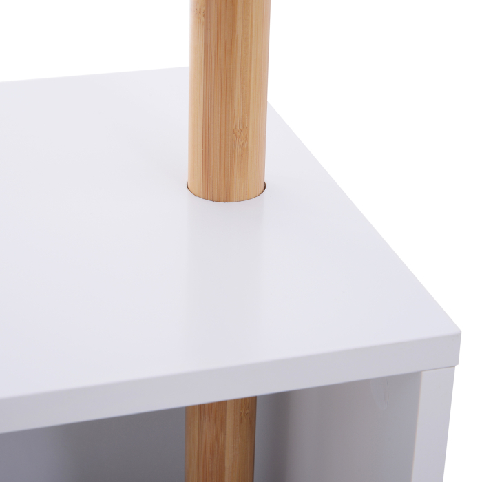  Cuier Dulap pantofi cu 6 Agatatoare in Bambù, Alb, 40x30x180cm [8]