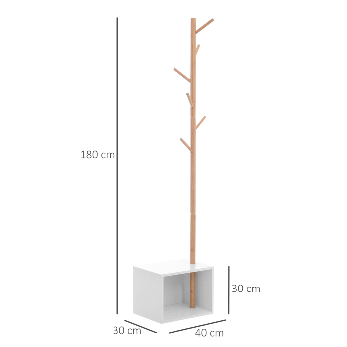  Cuier Dulap pantofi cu 6 Agatatoare in Bambù, Alb, 40x30x180cm [3]