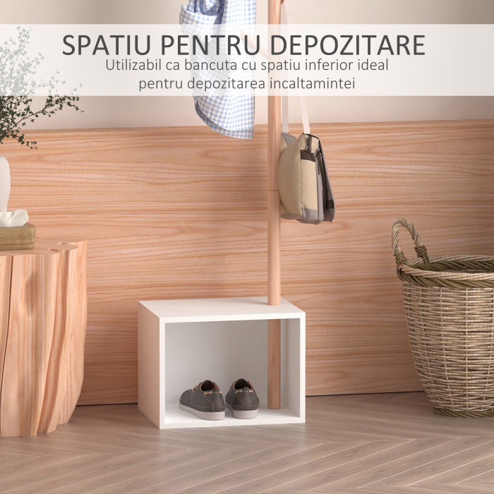  Cuier Dulap pantofi cu 6 Agatatoare in Bambù, Alb, 40x30x180cm [6]