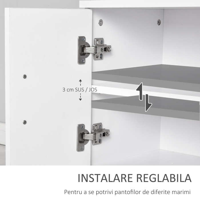  Cuier Hol Lemn Alb - 100×32×187 cm cu Dulap & Rafturi [6]