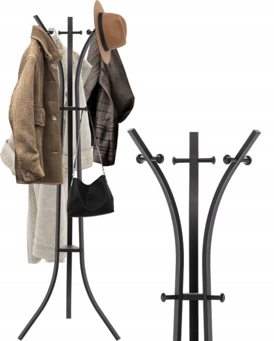 Cuier hol metalic 170 cm, design minimalist, negru [5]