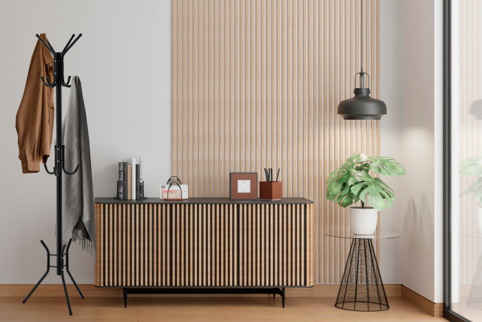 Cuier hol metalic 178 cm, 12 carlige, design minimalist, negru [2]