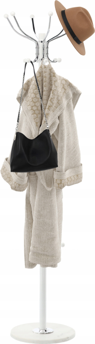 Cuier hol metalic 178 cm, 16 carlige, design minimalist, alb [5]