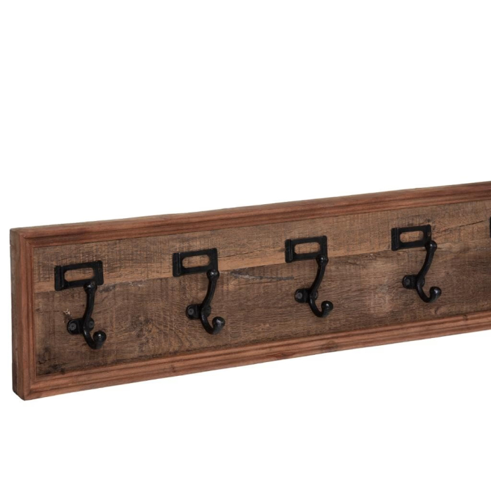 Cuier perete Atmosphera Paolo cu 5 carlige, lemn mango si fier, 83x21 cm, maro [2]