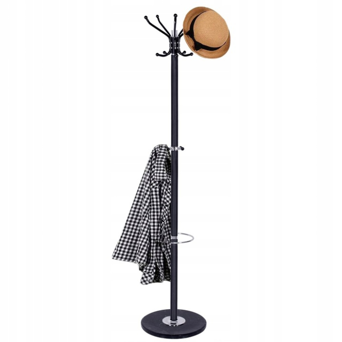 Cuier tip pom din metal cu baza de marmura, 14 agatatoare, 176cm, negru [5]