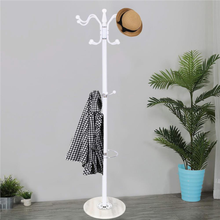 Cuier tip pom din metal Sersimo, 12 agatatoare, 174cm, alb [7]
