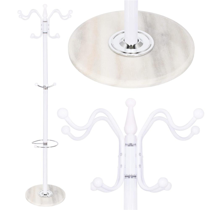 Cuier tip pom din metal Sersimo, 12 agatatoare, 174cm, alb [10]