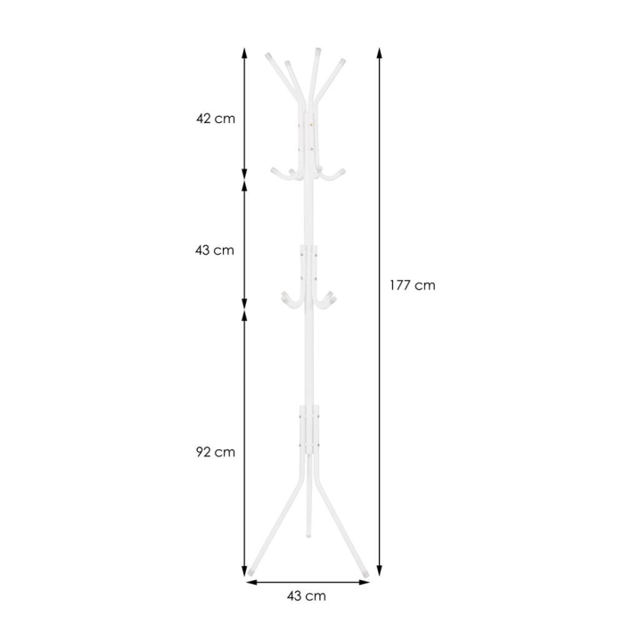 Cuier tip pom metalic Sersimo, 12 agatatoare, 177cm, alb [11]