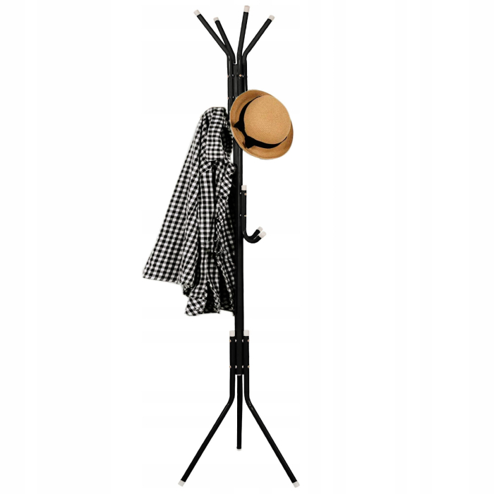 Cuier tip pom metalic Sersimo, 12 agatatoare, 177cm, negru [12]