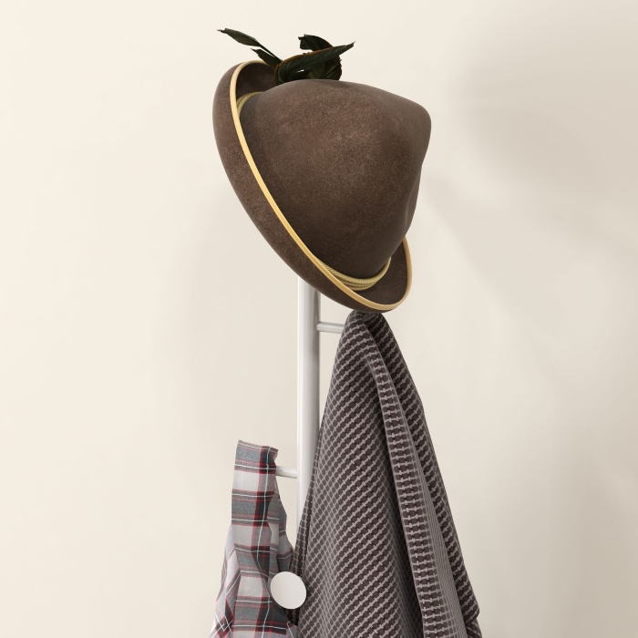  Cuier Vertical Autoportant cu 6 Carlige in Forma de Disc si Baza din Ardezie, Ø32x171 cm, Alb [7]