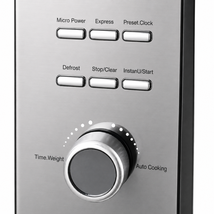 Cuptor cu microunde HAEGER MAGIC MICRO 26, Capacitate 26L, Putere 800W, 5 niveluri putere si dezghetare, Gatire automata si expresa, Ecran Digital, Argintiu [2]