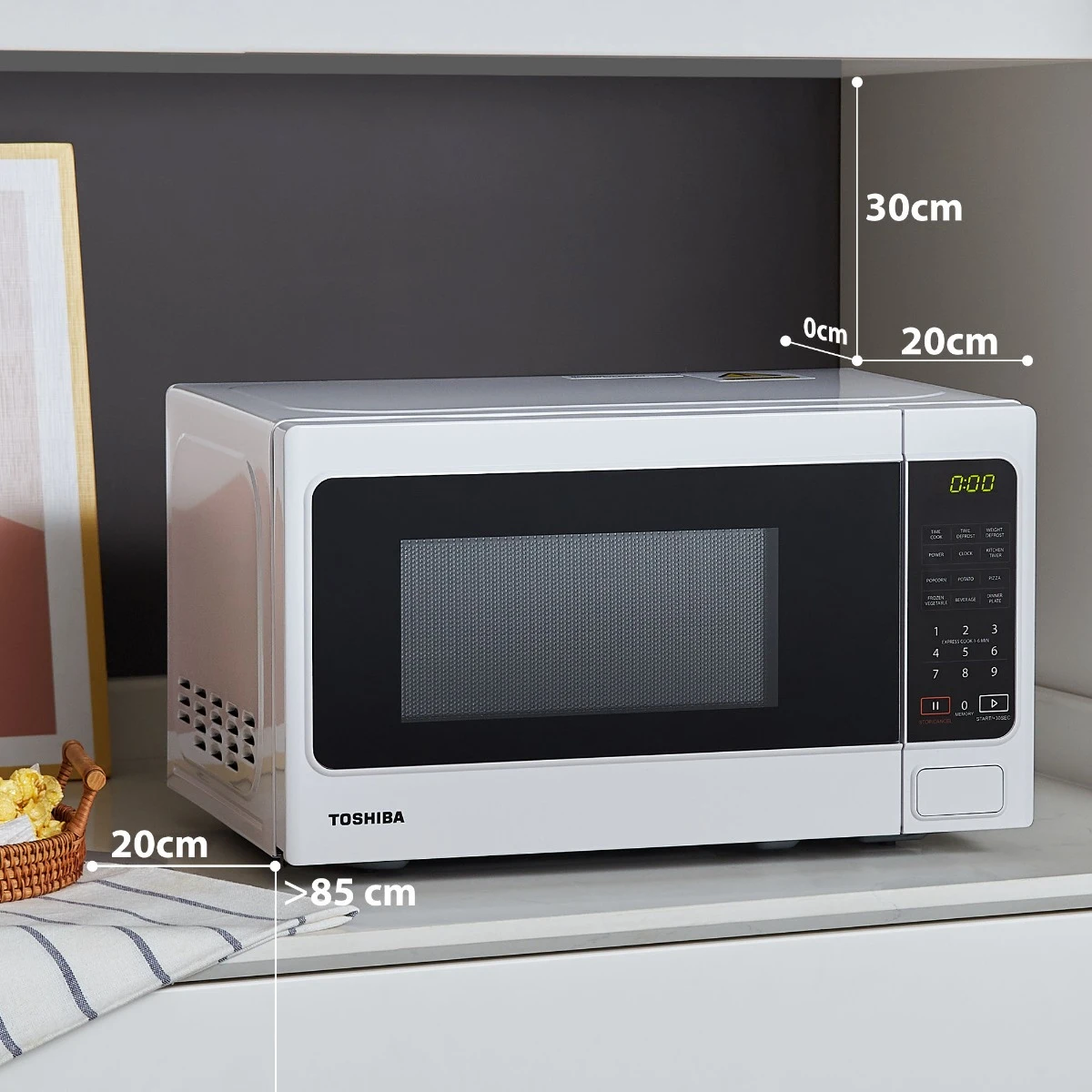 Cuptor cu microunde Toshiba MM-EM20PWH, microunde, putere w 800, capacitate l 20, numar programe 11, trepte de putere 5, alb [6]