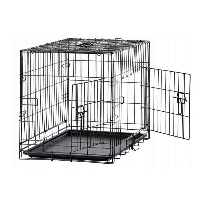 Cusca metalica caine xl pliabila tava detasabila maner, 91x57x63 cm, transport usor, negru [4]